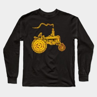 silhouette of an old farming machines Long Sleeve T-Shirt